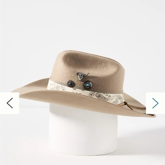 Anthropologie X Wrangler Tan Wide Brim Hat with Decorative Band